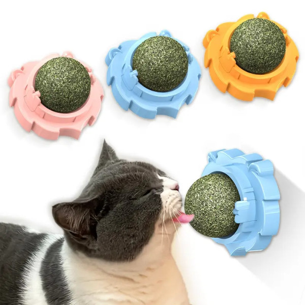juguete para gatos, bola de hierba autoadhesiva (Catnip)